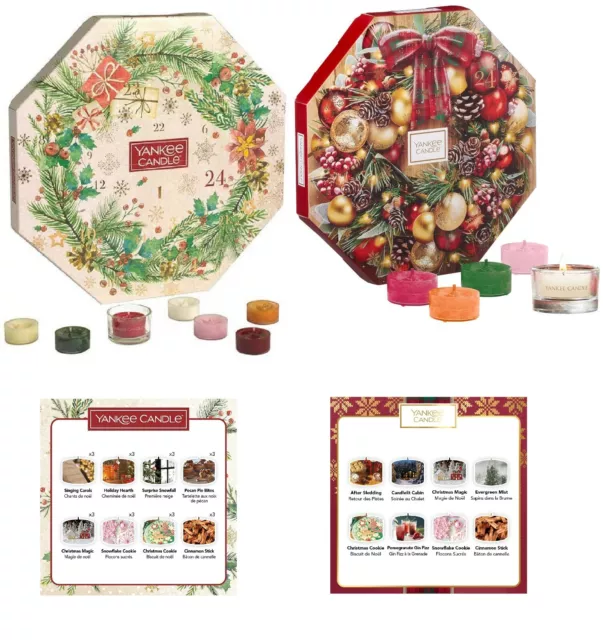 Yankee Candle Advent Calendar 24 Tea Light Set Christmas Wreath Scented Candles