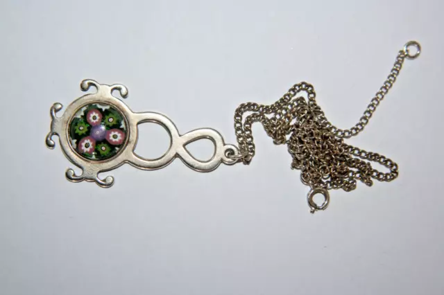 Scottish silver millefiori pendant Edinburgh 1973 on silver chain