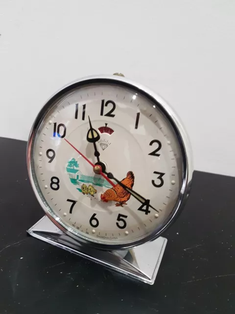 Orologio Sveglia Da Tavolo SHANGHAI CHINA DIAMOND GALLINA Animata Vintage