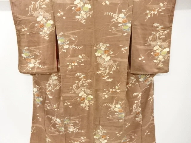 00798# Japanese Kimono / Antique Kimono / Floral Plants