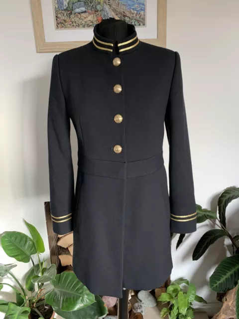 STUNNING RARE ZARA Navy Blue Military Style Jacket Size M Coat