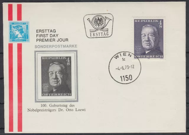 Österreich Austria 1973 FDC Mi.1414 Geburtstag Otto Loewi Nobelpreis [af696]