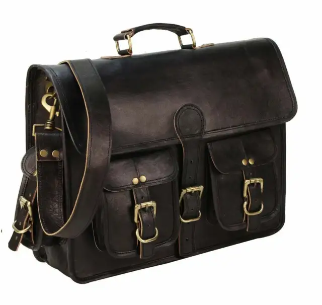 Men Leather Laptop Black Messenger Bag Satchel Shoulder Briefcase Vintage handba