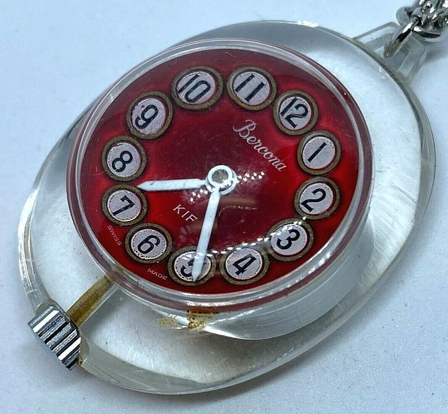 VTG BERCONA KIF Lady Clear Bubble Hand Wind Necklace Pendant