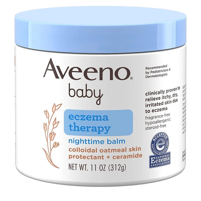 Aveeno Baby Eczema Therapy Nighttime Balm, Skin Protectant for Eczema Relief, 11