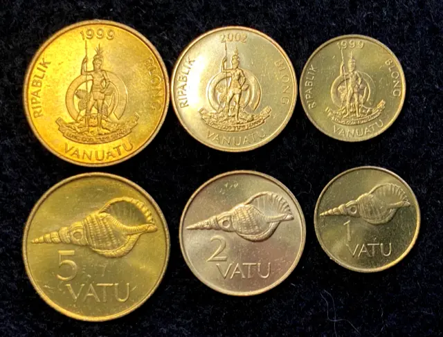 Vanuatu 3 Coins Set 1, 2, 5 Vatu UNC World Coins