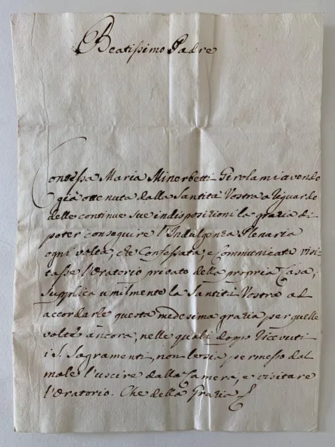 Cardinal Joseph Livizzani / Manuscript Letter to Pope Benedict XIV Requesting
