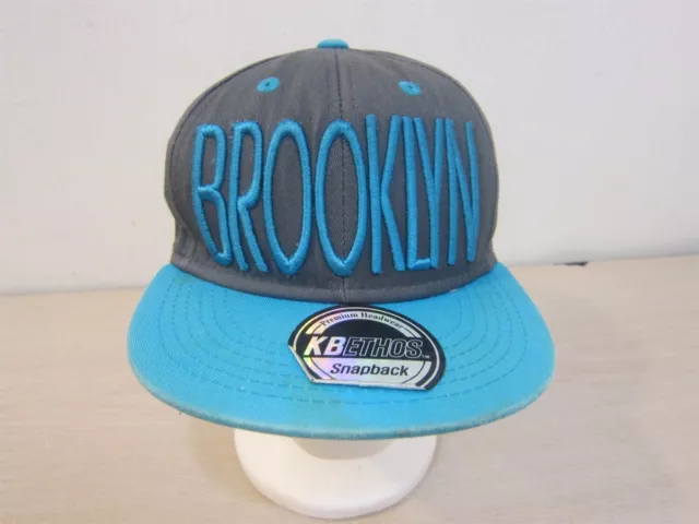 Kbethos Brooklyn Baseball Style Adjustable Strapback Hat Gray/Turquoise Free S&H