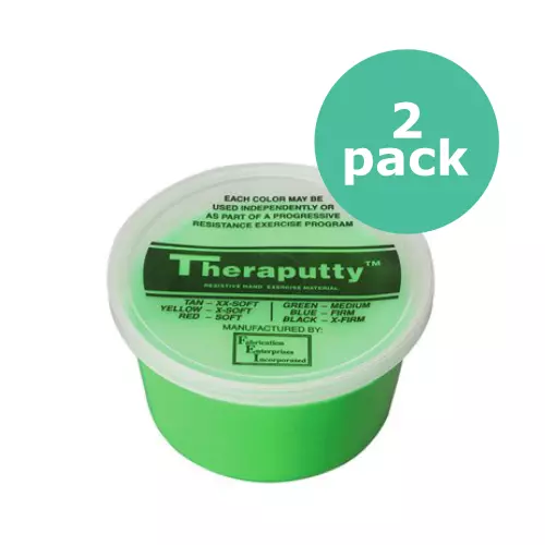 Fabrication Cando Theraputty Exercise Therapy Putty 2 oz Medium Green - 2 PACK