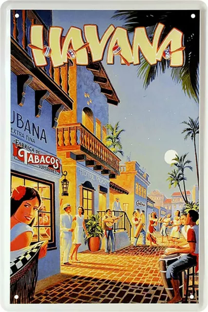 Havana Havanna Kuba Cuba Bar Kneipe Rum Salsa Karibik 20x30cm Blechschild A0100