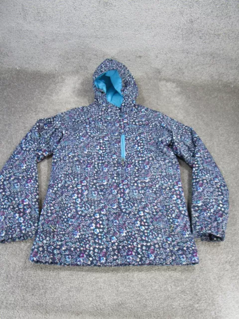 Columbia Jacket Girls Navy Blue Floral Hooded Windbreaker