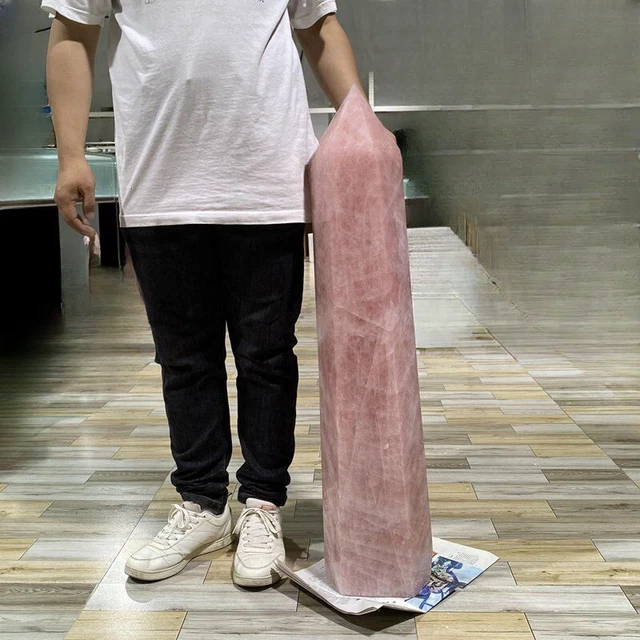 112LB Natural Rose Quartz Tower Large Crystal Obelisk Point Reiki Wand Healing