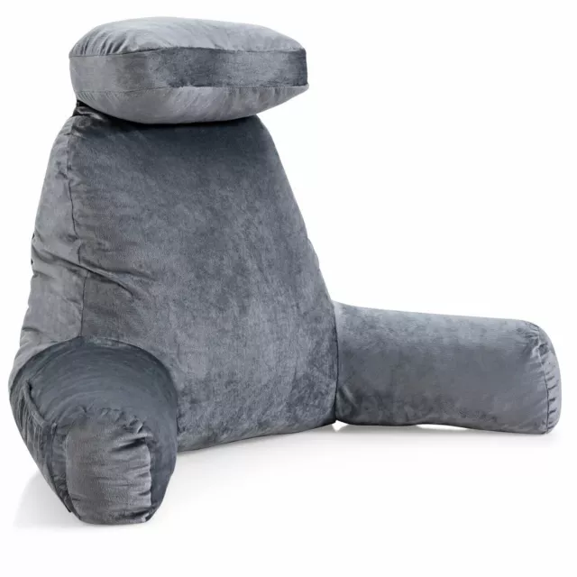 Reading Pillow TV Bed Rest Memory Foam with Arms Rests Neck Roll Back Support