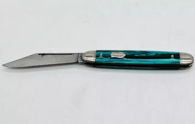 Vintage Green Celluloid Handle Single Blade IMPERIAL 3-1/8" Folding Pocket Knife