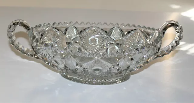 Vintage Pressed Cut Glass Heavy Serving Bowl Dish