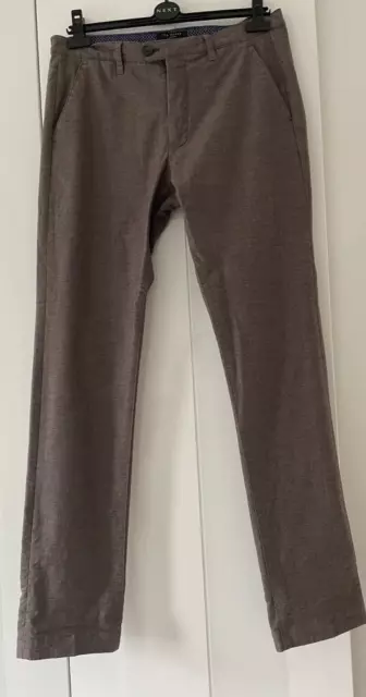 Designer Men's Ted Baker Trousers Brown Marl 30" Waist Long - VGC