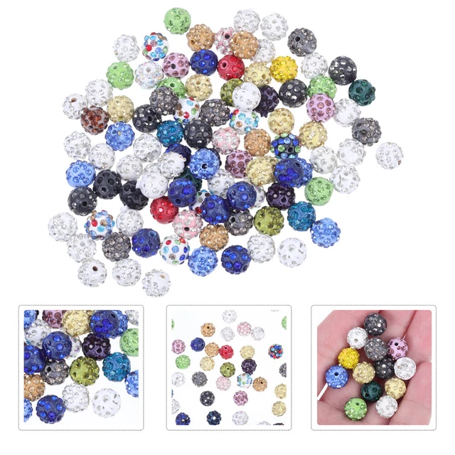 100 Pcs European Shiny Beads Round Bracelets Beaded Spacer Charm Bead