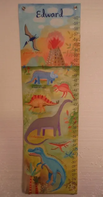 Oopsy Daisy Dinosaurs Canvas Growth Chart "Edward"  42" x 12" NEW Made in USA