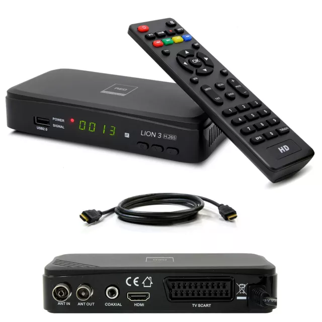 DVB-T2 FULL HD TV terrestrischer Receiver OPTICUM LION 3 H.265 HEVC USB HDMI TV