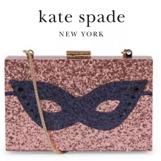 Kate Spade Masquerade Mask Pink Glitter Clutch Bag