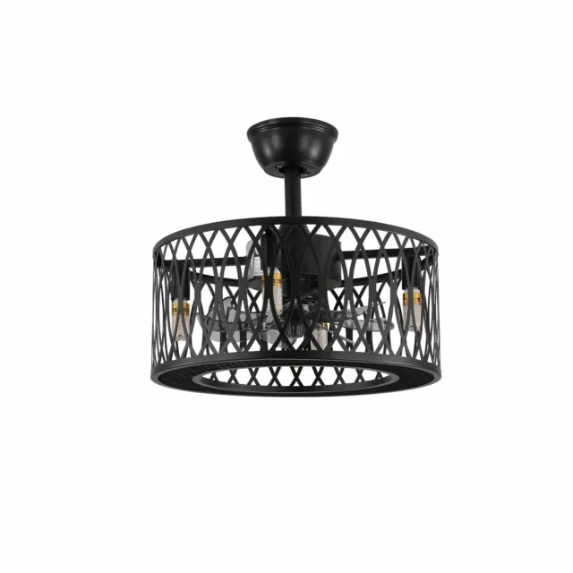 Caged Ceiling Fan with Lights 18“ Industrial Bladeless Ceiling Fan with Remote
