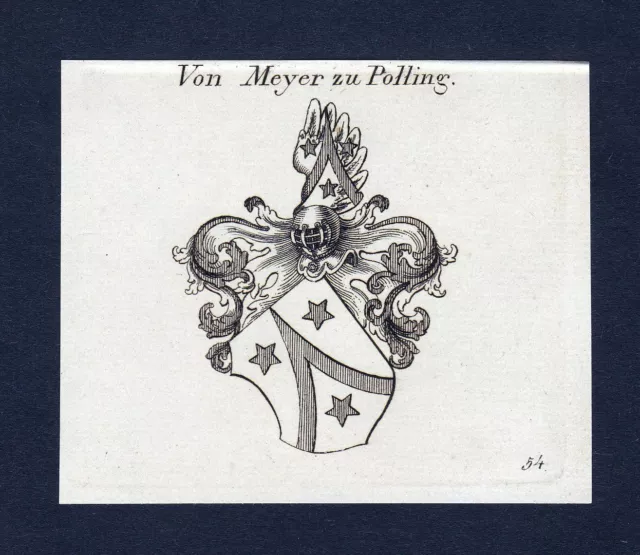 Env. 1820 Meyer Pour Polling Armoiries Adel Coat De Arms Gravure sur Cuivre