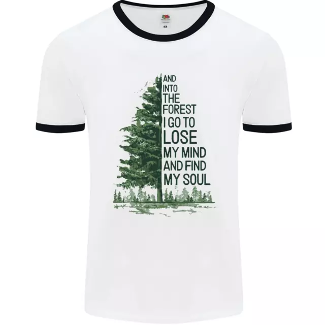 Into the Forest Outdoors Trekking Hiking Mens White Ringer T-Shirt