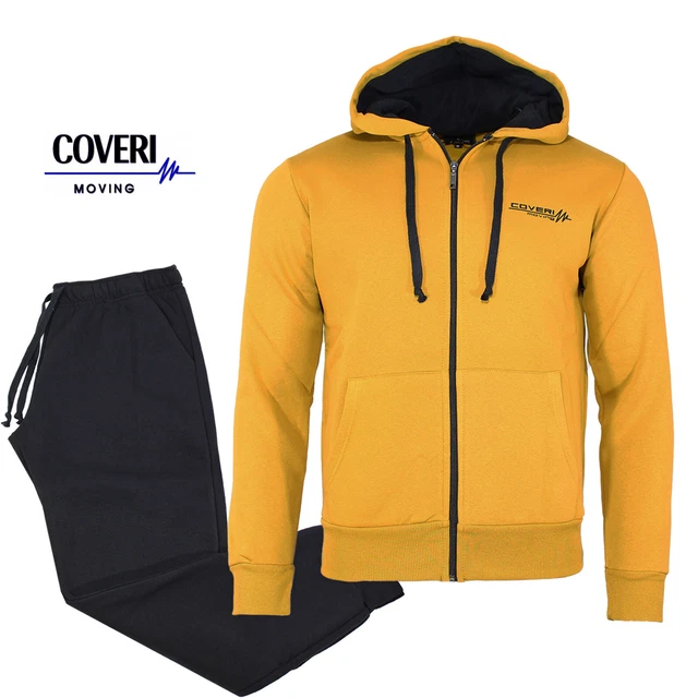 Tuta uomo felpata con cappuccio e zip intera COVERI MOVING M L XL XXL 3XL 3