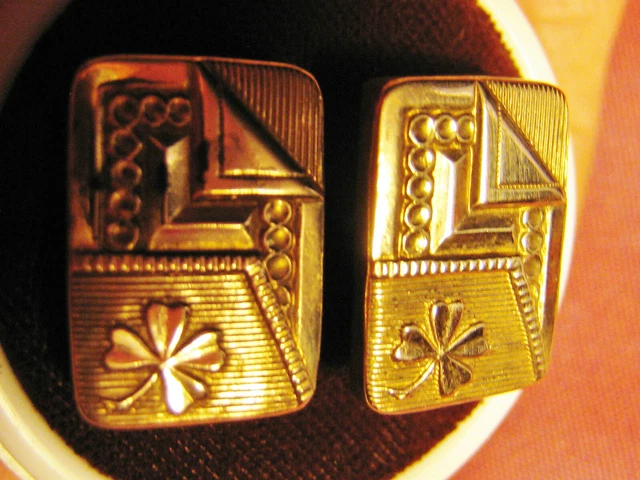 BOUTONS de MANCHETTES/ COL anciens TREFLE PORTE-BONHEUR ART NOUVEAU FIX ?