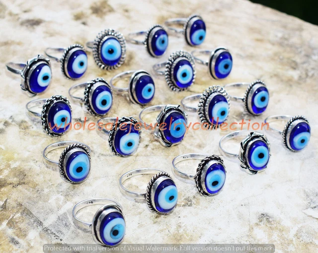 Evil Eye Gemstone Ring Wholesale 1pcs Lots Handmade Ethnic Jewelry RWJC-3794