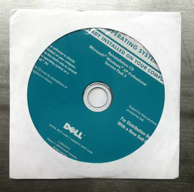 Microsoft Windows XP Professional Service Pack 3 Dell Reinstallation CD