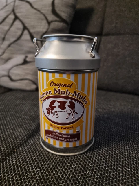 ORIGINAL SAHNE MUH-MUHS Toffee Spardose Siftebox Milchkanne Blechdose ...