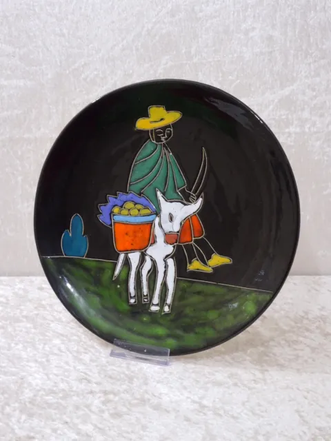 Ruscha Keto ? Design Keramik Wandteller Eselreiter Handmade - Vintage um1950/60