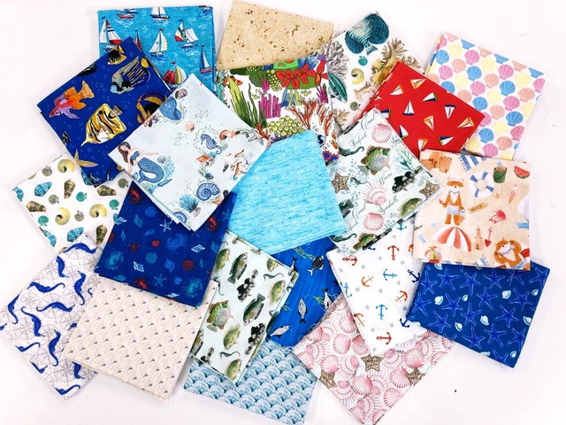 Meer Baumwolle Stoff gemischt Ozean Nautisch Meer Strand Patchwork Handwerk Stoff