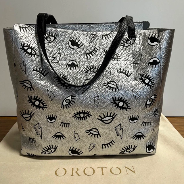 OROTON SILVER LEATHER Mini Tote Avalon Hand Shoulder Bag 139.00