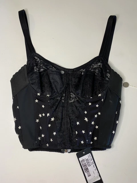 Dolce & Gabbana Corset Top Crop Lace Black US 40 Print Vintage New  Authentic