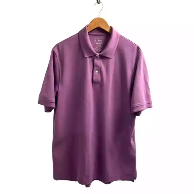 L.L. BEAN "Traditional Fit" Cotton Purple  Short Sleeve Polo Shirt Men's Medium