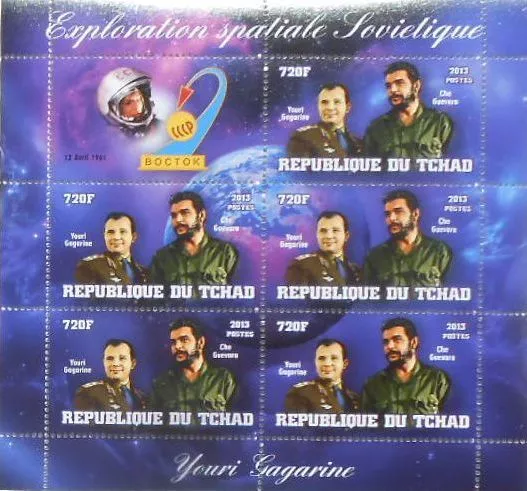 VOSTOK 1 space Yuri Gagarin & Che Guevara Tchad 2013 m/s #tchad2013-07