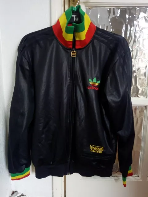 ADIDAS CHILE 62 Track Top Size M Rasta Black Gold Green Reggae Shiny - PicClick UK