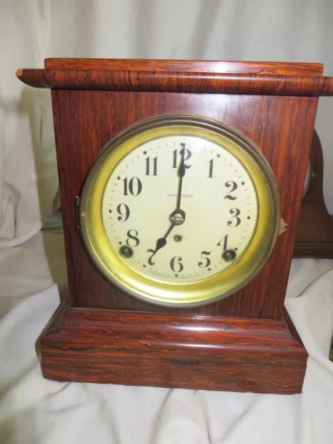 Antique Seth Thomas Adamantine RoseWood 8 Day Mantle Clock 10" Tall Nice