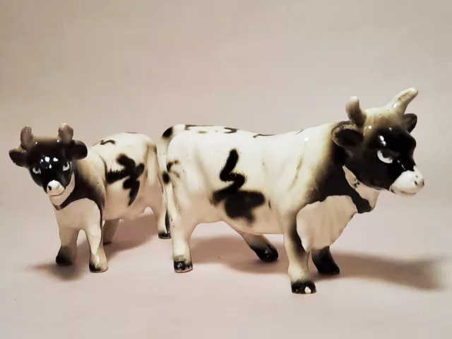 1950s HOLSTEIN BULL dairy cow vtg fine porcelain figurine statue miniature farm