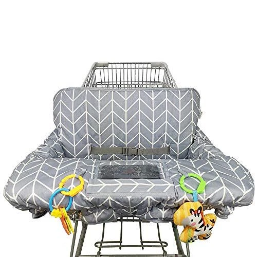 Shopping Cart Cover for Baby  Cotton High Chair Cover, Reversible, Machine Grey