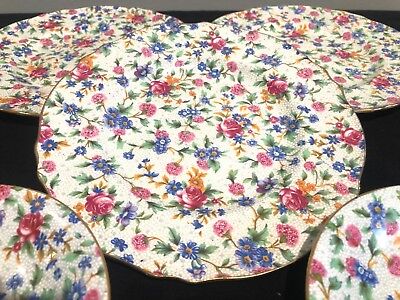 Vintage Royal Winton Grimwades Old Cottage Chintz 8" 3-Round Plate and 2 Saucers 2