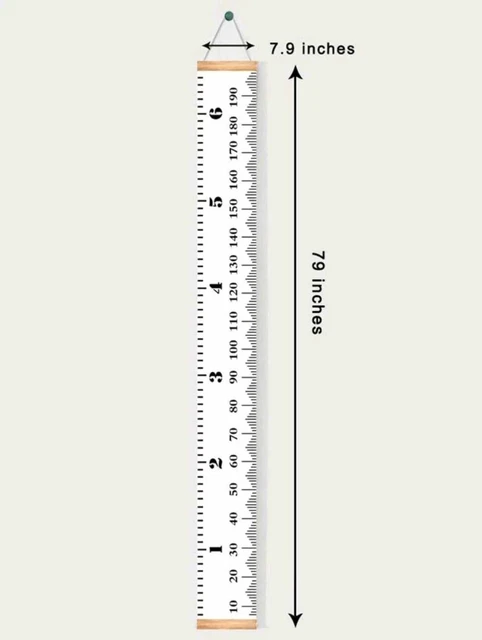 Misura Altezza Bambini Asudaro - Metro Da Parete 200cm In Legno E Tela, Doppia Scala CM/Pollici