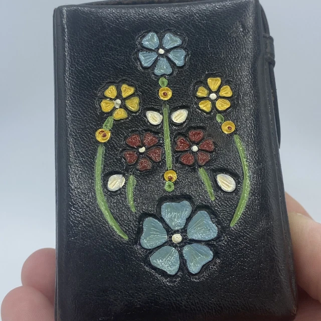 Vtg House Of Oppenheim Handmade Tooled Genuine Leather Cigarette Case Box Mexico