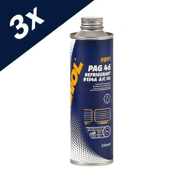 3x250ml MANNOL PAG 46 Refrigerant Air Conditioning Fully Synthetic Oil R134A