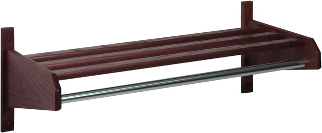 Wooden Mallet 26-Inch Oak Coat and Hat Rack, Uses Small Hook Hangers, Mahogany