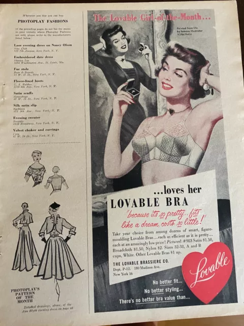  RelicPaper 1953 Lovable Bras: Costs So Little to Look Lovable,  Lovable Brassiere Print Ad: Posters & Prints