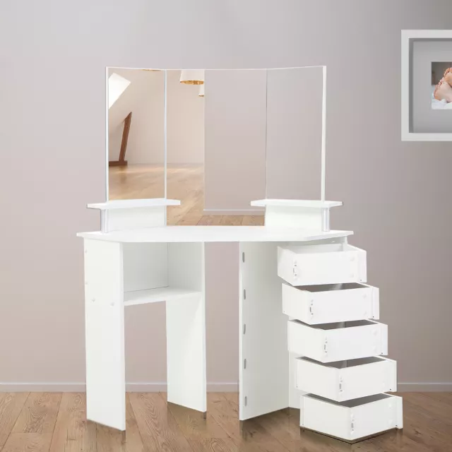 Makika Coiffeuse Table Maquillage Miroir Commode Chambre Vanité Meuble Cassette