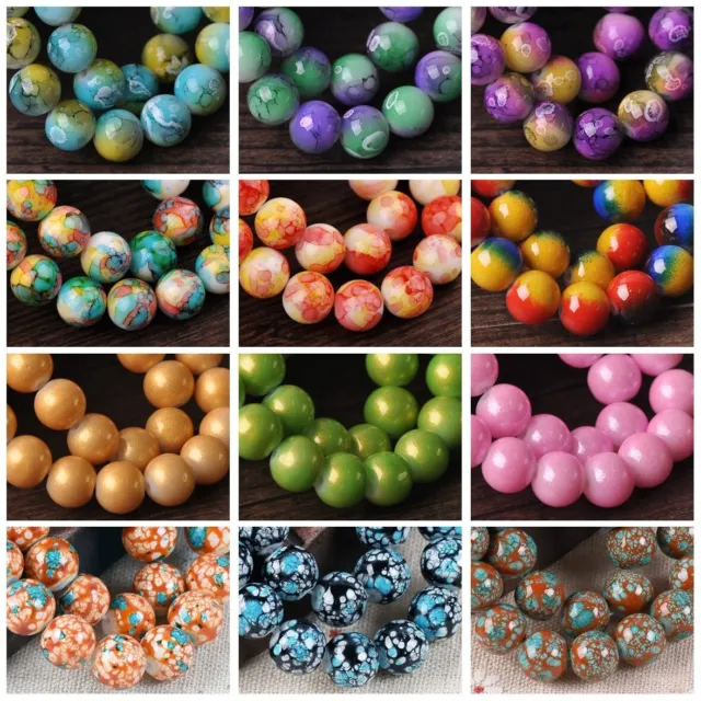 20pcs Round 10mm Coated Opaque Glass Loose Beads lot for Jewelry Making DIY